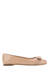 Ferragamo Varina Bow-detailed Patent-leather Ballet Flats In Pink