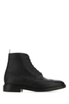 THOM BROWNE THOM BROWNE MAN BLACK LEATHER ANKLE BOOTS
