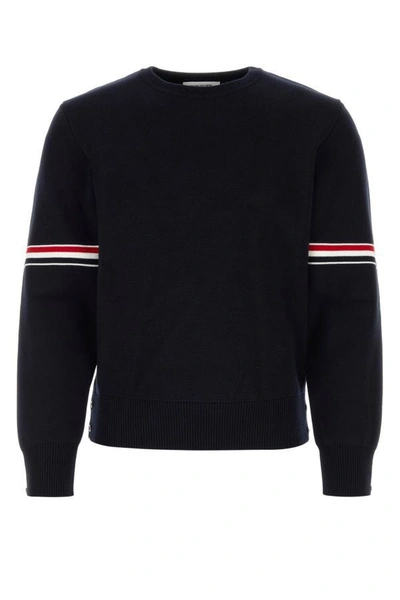 Thom Browne Tricolour Detail Sweater In Blue