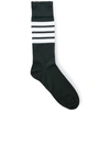 Thom Browne Green Cotton Blend Sock In Green