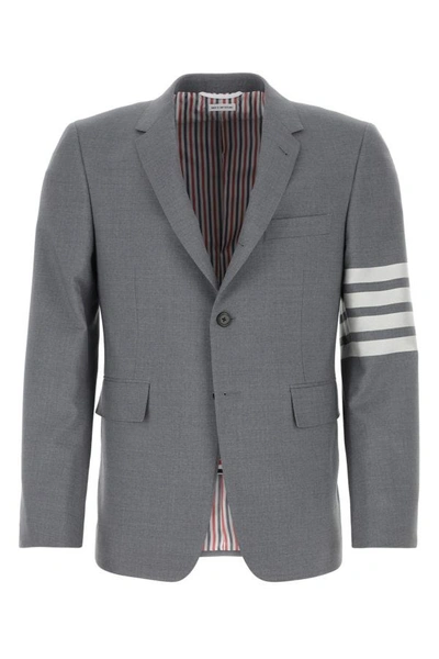 Dunhill Thom Browne Man Grey Wool Blazer In Dark Ink