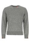 THOM BROWNE THOM BROWNE MAN MELANGE GREY WOOL SWEATER