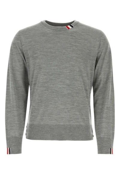Thom Browne Man Melange Grey Wool Sweater In Gray