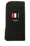Thom Browne Pebble Grain Leather Cardholder In Black