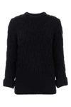 THOM BROWNE THOM BROWNE WOMAN MIDNIGHT BLUE WOOL SWEATER