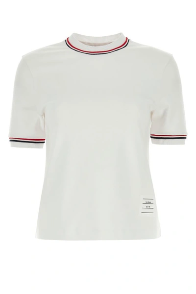 THOM BROWNE THOM BROWNE WOMAN WHITE COTTON T-SHIRT