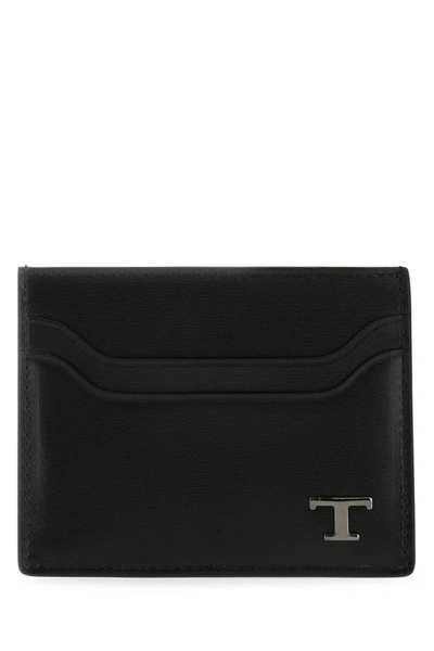 TOD'S TOD'S MAN BLACK LEATHER CARD HOLDER