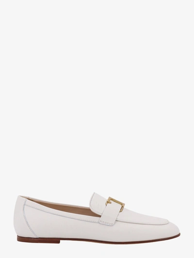 Tod's T-logo Leather Loafers In White