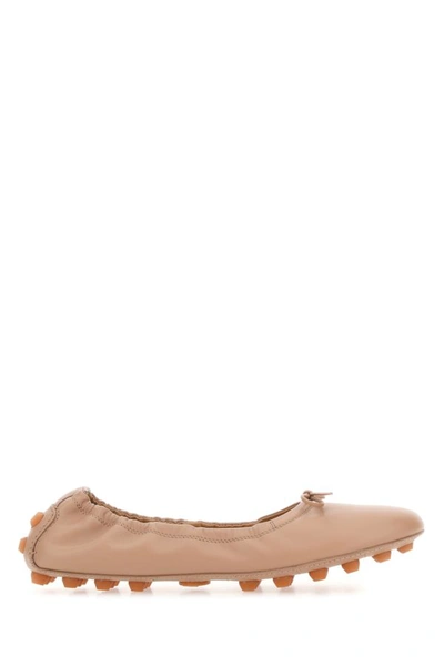 TOD'S TOD'S WOMAN SKIN PINK LEATHER BUBBLE BALLERINAS