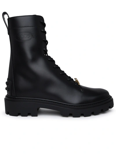 Tod's Black Leather Boots Woman