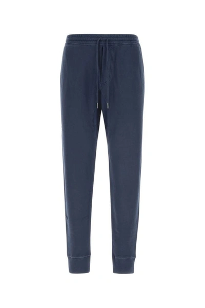 Tom Ford Drawstring Cotton Track Pants In Blue