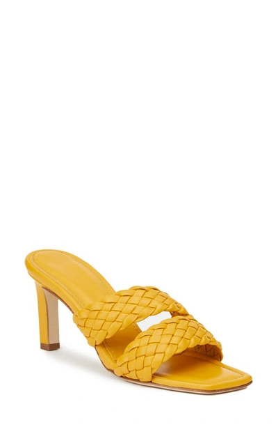 Lafayette 148 Maracella Woven Leather Mule Sandals In Spiced Honey