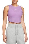 Nike Sportswear Essential Rib Crop Tank In Purple