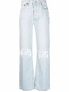 Re/done Wide-leg Distressed Jeans