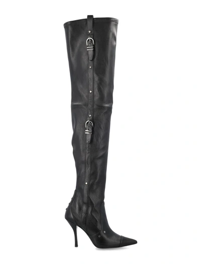 Stuart Weitzman Black Over-the-knee Boots With Buckle Detail In Smooth Leather Woman