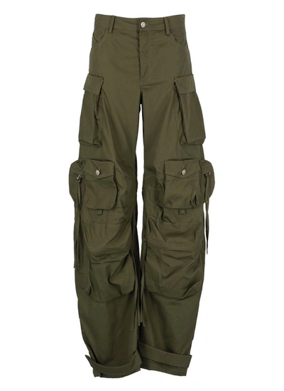 Attico Fern Canvas Straight-leg Cargo Pants In Khaki