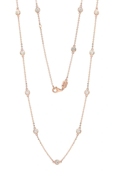 Suzy Levian 14k 0.80 Ct. Tw. Diamond Station Necklace In Rose