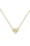 Suzy Levian 14k 0.18 Ct. Tw. Diamond Small Heart Pendant Necklace In Yellow