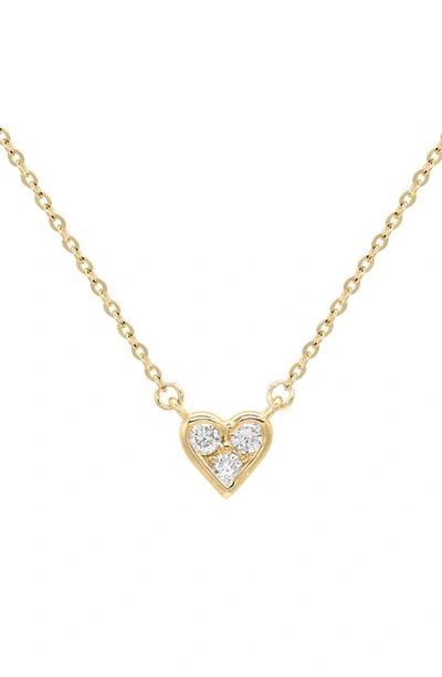 Suzy Levian 14k 0.18 Ct. Tw. Diamond Small Heart Pendant Necklace In Yellow