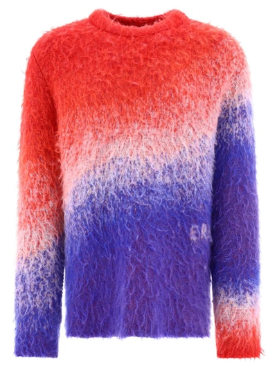 Erl Unisex Degrade Vneck Sweater Knit In Blue