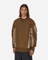Sacai Sponge Sweat X Nylon Twill Crewneck Sweatshirt Dark Beige In Brown