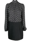 Msgm Hybrid Polka-dot Mini Dress In Black