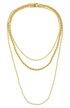 Eye Candy Los Angeles Set Of 3 Ellie Rope Chain Necklaces In Gold