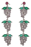 EYE CANDY LOS ANGELES PURPLE GRAPE CUBIC ZIRCONIA DROP EARRINGS