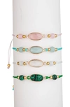 EYE CANDY LOS ANGELES SET OF 4 AFFIRMATION SEMIPRECIOUS STONE BRACELETS