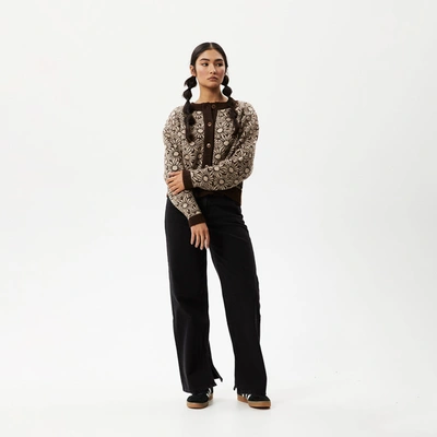 Afends Floral Knitted Cardigan In Brown