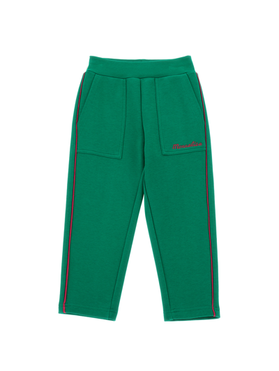 Monnalisa Fleece Trousers With Piping In Vibrant Green