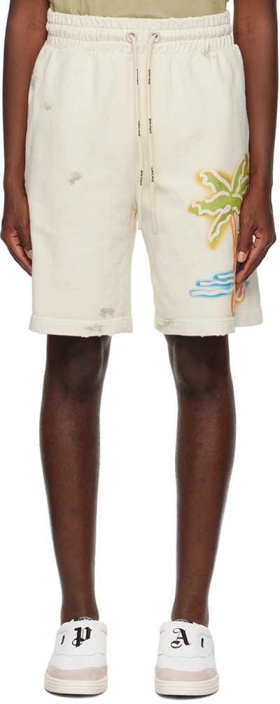 Palm Angels Off-white Palm Neon Shorts In White Multicolor