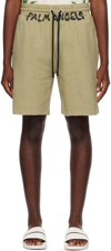 Palm Angels Khaki Faded Shorts In Military Black
