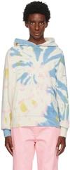 Palm Angels Off-white Tie-dye Hoodie In Beige Multicolor