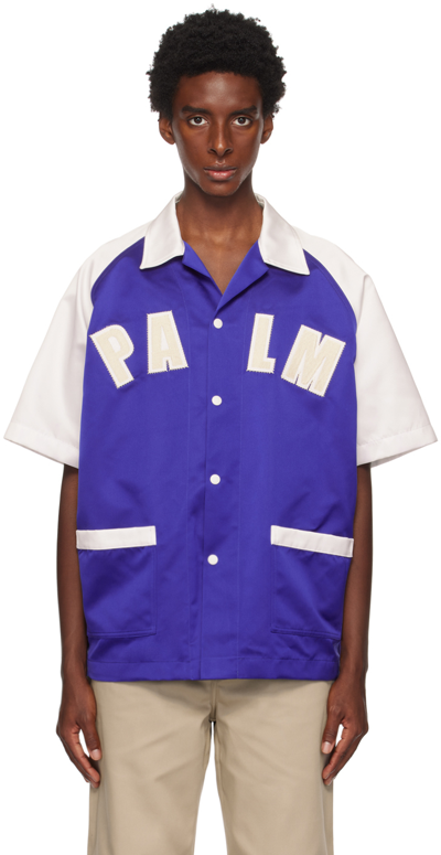 Palm Angels Palm Baseball Bowling Shirt In Blue