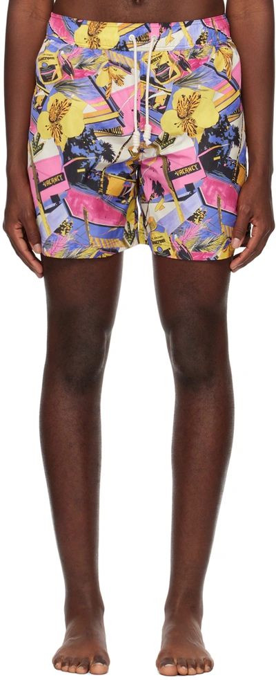 Palm Angels Miami Floral-print Deck Shorts In Multicolor