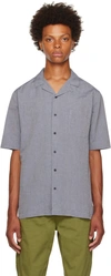 Sunspel Mens Light Navy Melange Camp-collar Short-sleeved Cotton-blend Shirt In Butd Light Navy Mela