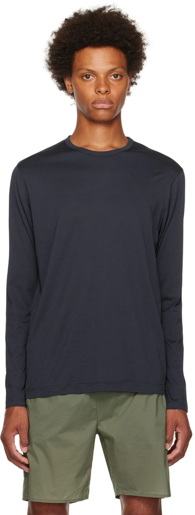 Sunspel Classic Long Sleeve Cotton T-shirt In Buaa Navy