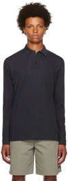 Sunspel Navy Riviera Long Sleeve Polo