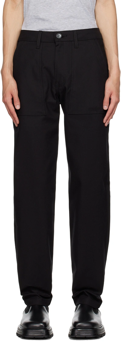 Naked And Famous Black Work Trousers In Black Canvas