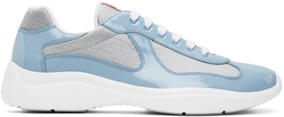 Prada Men's America's Cup Patent Leather Patchwork Sneakers In Light Blue |  ModeSens