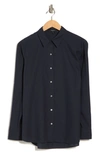 Theory Solid Button-up Tunic Shirt In Deep Navy