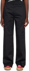 PALM ANGELS BLACK REVERSE WAISTBAND TROUSERS