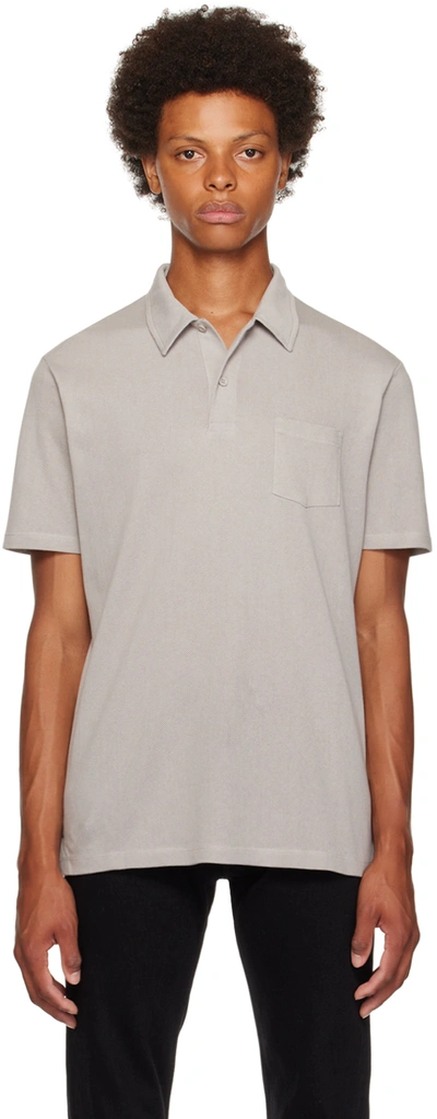 Sunspel Riviera Cotton Polo Shirt In Grey