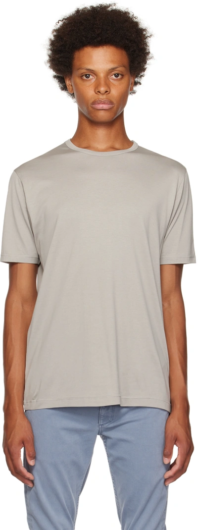 Sunspel Mens Grey Melange Classic Cotton-jersey T-shirt