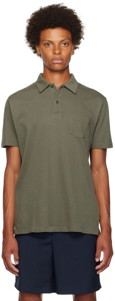 Sunspel Khaki Riviera Polo In Gngc Hunter Green