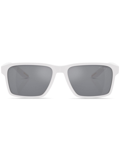 Prada Logo-print Square-frame Sunglasses In White