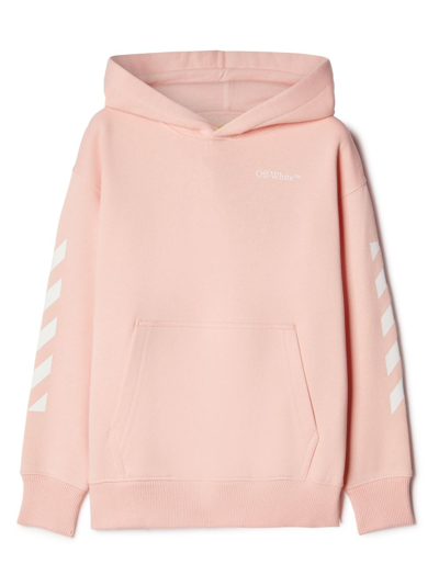 Off-white Kids' Arrows Cotton Hoodie In Pink