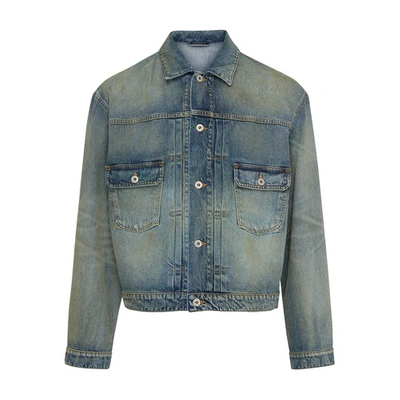 Kenzo Men's Stone-bleached Denim Trucker Jacket In Stone Bl Dirty Bl