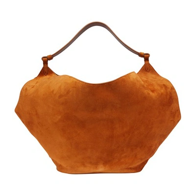 Khaite Women's Lotus Medium Suede Tote In Brown